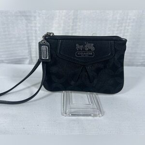 2030: Coach Black Signature Wristlet with Horse & Carriage Logo